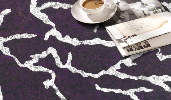 Colors of Quartz Countertops – Exotic Purple & White Vein Quartz Slab - Image 2