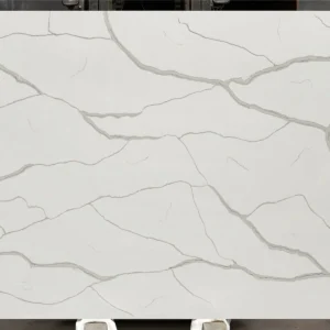 Quartz Bathroom Countertops – Soft Grey Vein Slab for Wholesale and Project Supply