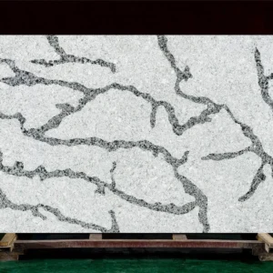 Inexpensive White Quartz Countertops with Bold Grey Veining