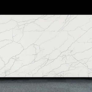 White Quartz Countertop with Subtle Sparkle and Soft Grey Veining