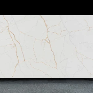 White Kitchen Quartz Countertop with Soft Gold Veining