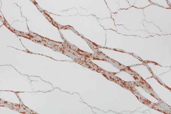 Elegant White Quartz Countertop with Rich Copper Veining – A Stunning Type of Quartz Surface - Image 2