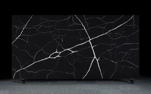 Shop Luxurious Black Quartz Countertops with Bold White Veining