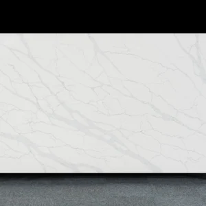 Elegant White Quartz Kitchen Countertop with Subtle Veining