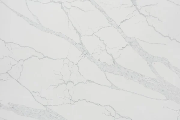 Elegant White Quartz Kitchen Countertop with Subtle Veining - Image 2