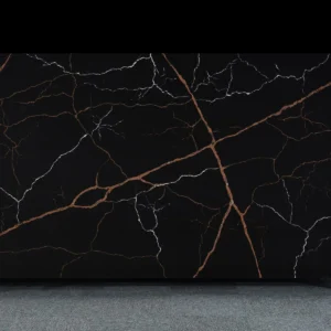 Luxurious Black Quartz Countertop with Bold Veining