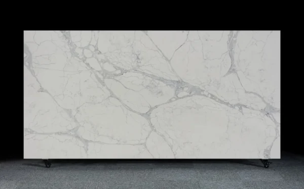 Grey Quartz Countertop with Coordinating Quartz Backsplash