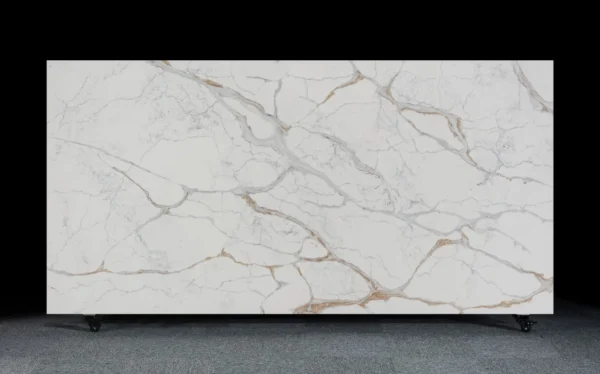 Elegant Grey Quartz Countertop with Subtle Gold Veining