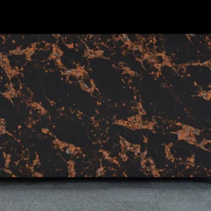 Luxurious Dark Quartz Countertop with Bold Orange Veining