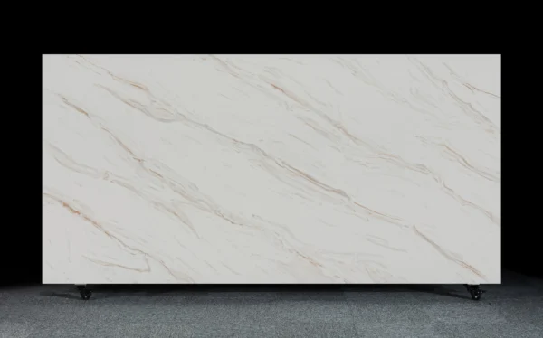 Quartz Engineered Stone Countertop with Soft Beige and White Veining