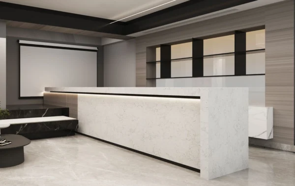 Wholesale Light Gray Quartz Countertop with Intricate Marble Pattern - Image 2