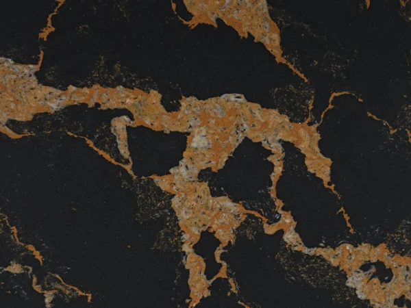 Black Quartz Countertop with Bold Orange Veining - Image 2