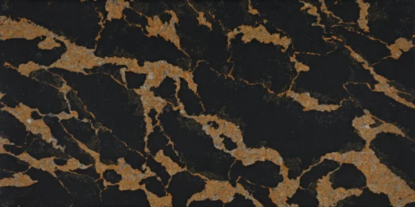 Black Quartz Countertop with Bold Orange Veining - Image 4