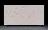 White Quartz Kitchen Countertops – Gold Vein Slab