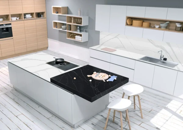 Quartz Kitchen Countertops Cost – Luxury White Veined Quartz Slabs - Image 2