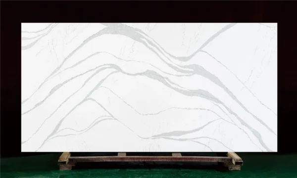 Quartz Kitchen Countertops Cost – Luxury White Veined Quartz Slabs