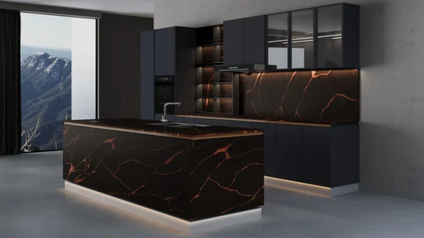 Black & Copper Vein Quartz Slab – Countertops for Kitchens Quartz - Image 2