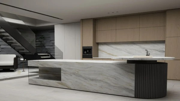 Wholesale Gold & Gray Wave Quartz Countertop with Natural Stone Aesthetic - Image 2