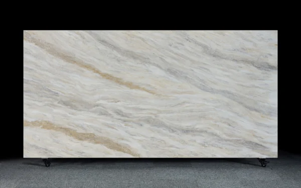 Wholesale Gold & Gray Wave Quartz Countertop with Natural Stone Aesthetic