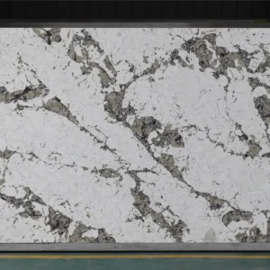 White Quartz Slab with Bold Grey Veining – Luxury Engineered Stone for Countertops & Feature Walls