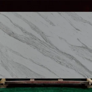 White Quartz Slab with Bold Grey Veins – Marble-Look Engineered Stone for Luxury Countertops & Walls