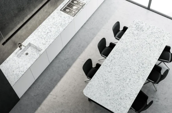 White Speckled Quartz Slab – Wholesale Quartz Countertops for Importers and Bulk Buyers - Image 2