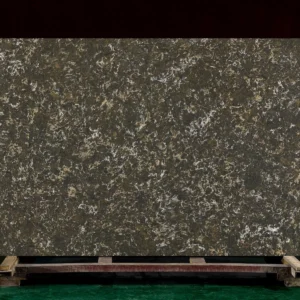 Dark Brown Quartz Slab with Gold and White Veining – Luxury Engineered Stone for Countertops & Walls