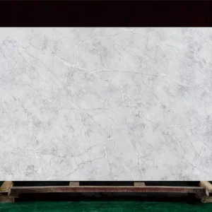 Light Grey Quartz Slab with White Marble Veins – Premium Surface for Modern Interiors
